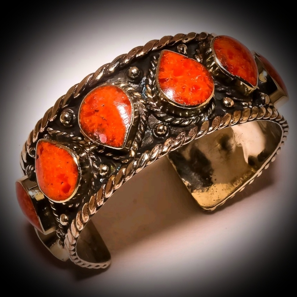 Artisan Crafted Coral Cuff Bracelet